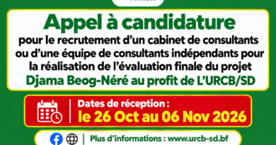 PROJET DJAMA BEOG-NÉRÉ : L’URCB/SD lance un appel à candidatures pour l’évaluation finale du projet